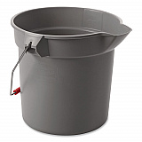 BRUTE Round Utility Pail, 10 qt, Plastic, Gray, 10.5" Diameter (296300GY)