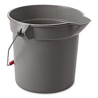 BRUTE Round Utility Pail, 10 qt, Plastic, Gray, 10.5" Diameter (296300GY)