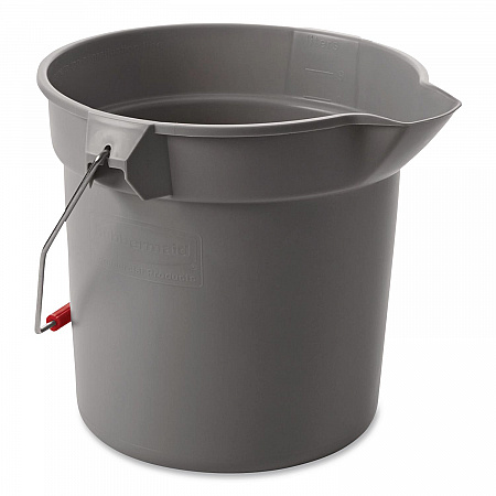 BRUTE Round Utility Pail, 10 qt, Plastic, Gray, 10.5