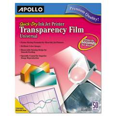 Apollo Quick-Dry Color Inkjet Transparency Film, 8.5 x 11, 50/Box (CG7033S)