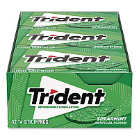 Sugar-Free Gum, Spearmint, 14 Sticks/Pack, 12 Packs/Box (MOZ01106)