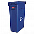 Slim Jim Plastic Recycling Container with Venting Channels, 23 gal, Plastic,  Blue (354007BE)