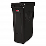 Slim Jim with Venting Channels, 23 gal, Plastic, Black (354060BK)