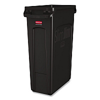 Slim Jim with Venting Channels, 23 gal, Plastic, Black (354060BK)