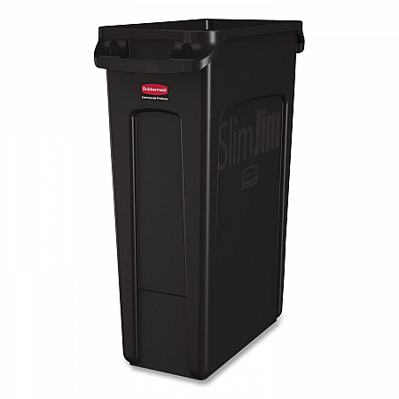 Slim Jim with Venting Channels, 23 gal, Plastic, Black (354060BK)