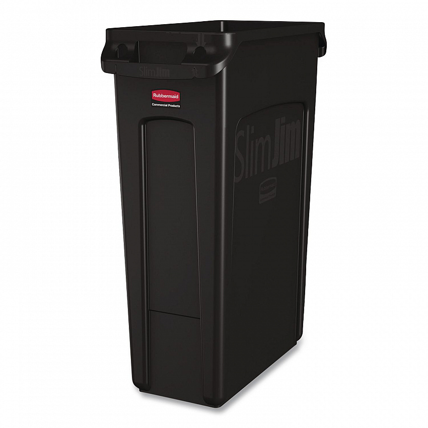 Slim Jim with Venting Channels, 23 gal, Plastic, Black (354060BK)