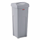 Universal Square Trash Can with Swing Lid, 23 gal, Plastic, Gray (2143862)