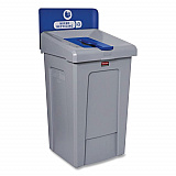 Slim Jim Recycling Station 1-Stream, Mixed Recycling Station, 33 gal, Resin, Gray (2171557)
