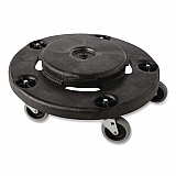 Brute Round Twist On/Off Dolly, 250 lb Capacity, 18" dia x 6.63"h, Fits 20 to 55 Gallon BRUTE Containers, Black (264000BK)