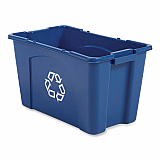 Stacking Recycle Bin, 18 gal, Polyethylene, Blue (571873BE)