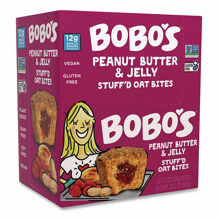 Stuff'd Oatmeal Bites, Peanut Butter and Jelly, 1.3 oz Individually Wrapped, 25/Box (00216)