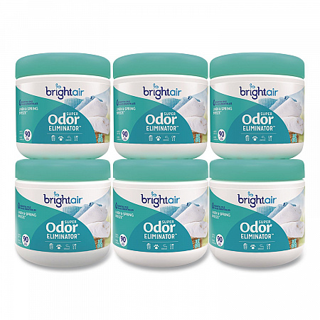 Super Odor Eliminator, Linen and Spring Breeze, 14 oz Jar, 6/Carton (901046CT)