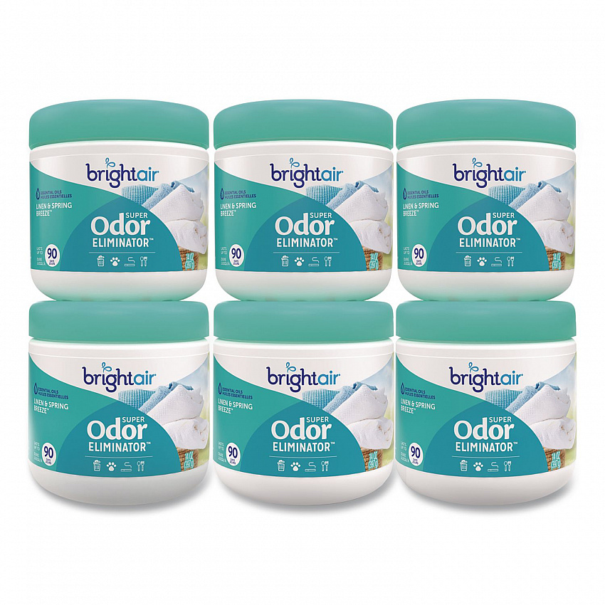 Super Odor Eliminator, Linen and Spring Breeze, 14 oz Jar, 6/Carton (901046CT)