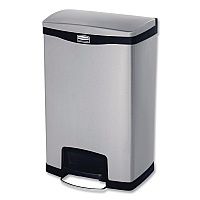 Slim Jim Stainless Steel Step-On Container, Front Step Style, 13 gal, Stainless Steel, Black (1901992)