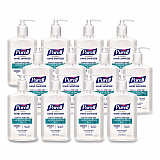 2 in 1 Moisturizing Advanced Hand Sanitizer Gel, 12 oz Pump Bottle, Clean Scent, 12/Carton (369812CT)