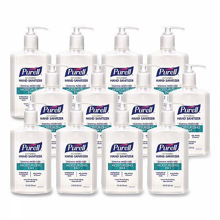 2 in 1 Moisturizing Advanced Hand Sanitizer Gel, 12 oz Pump Bottle, Clean Scent, 12/Carton (369812CT)
