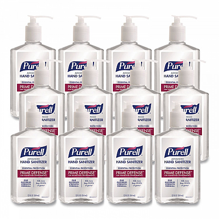 Prime Defense Advanced 85% Alcohol Gel Hand Sanitizer, 12 oz Pump Bottle, Clean Scent, 12/Carton (369912CT)