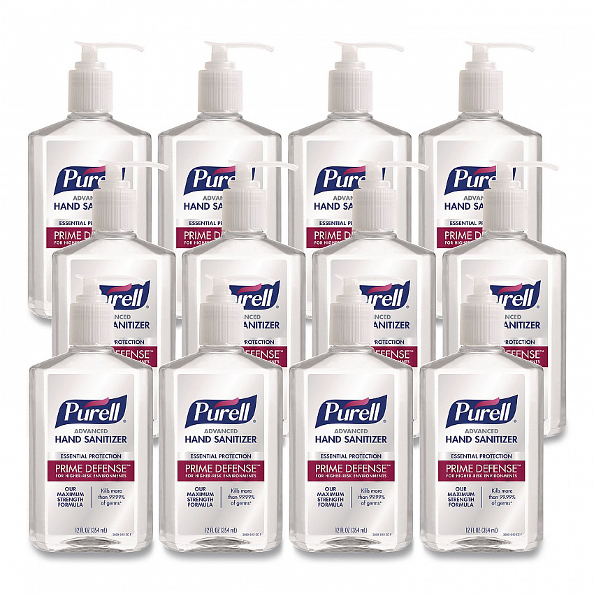 Prime Defense Advanced 85% Alcohol Gel Hand Sanitizer, 12 oz Pump Bottle, Clean Scent, 12/Carton (369912CT)