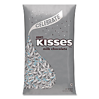 KISSES Milk Chocolate Candy, Silver Foils, 60 oz Bag (HEC33458)
