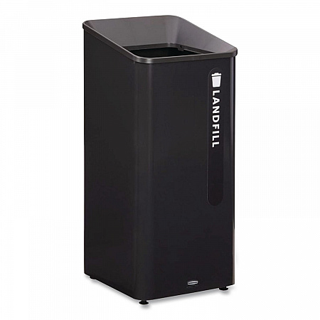 Sustain Decorative Refuse with Recycling Lid, 23 gal, Metal/Plastic, Black (2078988)