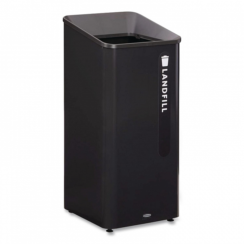 Sustain Decorative Refuse with Recycling Lid, 23 gal, Metal/Plastic, Black (2078988)