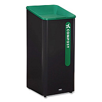 Sustain Decorative Refuse with Recycling Lid, 23 gal, Metal/Plastic, Black/Green (2078992)