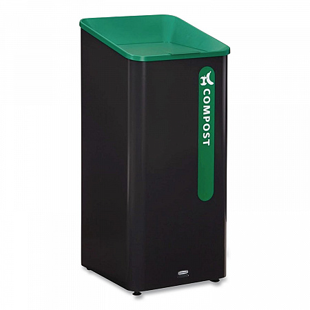 Sustain Decorative Refuse with Recycling Lid, 23 gal, Metal/Plastic, Black/Green (2078992)
