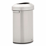 Refine Series Half Round Waste Receptacle, 16 gal, Plastic/Stainless Steel (2147550)