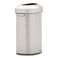 Refine Series Half Round Waste Receptacle, 16 gal, Plastic/Stainless Steel (2147550)