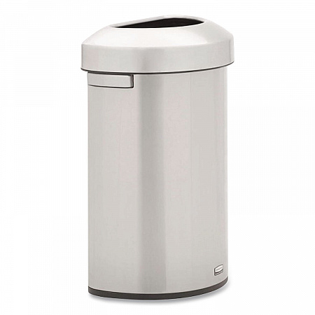 Refine Series Half Round Waste Receptacle, 16 gal, Plastic/Stainless Steel (2147550)