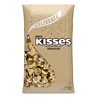 KISSES with Almonds, Gold Foils, 60 oz Bag (HEC62083)
