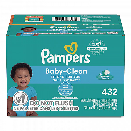Baby-Clean Wipes, 6.7 x 7, Baby Fresh, White, 72 Wipes/Pack, 6 Packs/Carton (73278)