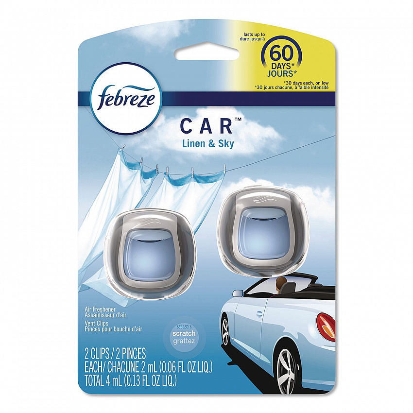 CAR Air Freshener, Linen and Sky, 2 mL, 2/Pack (811131)