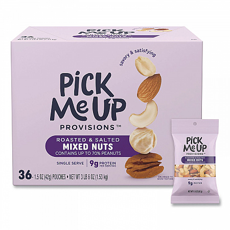 Roasted and Salted Mixed Nuts, 1.5 oz Pouch, 36/Box (PM62982)
