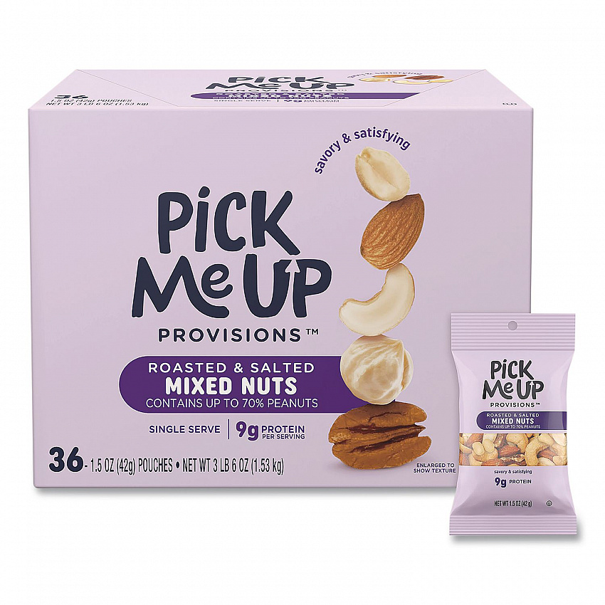 Roasted and Salted Mixed Nuts, 1.5 oz Pouch, 36/Box (PM62982)