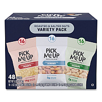Roasted/Salted Nut Variety Pack, (16) 1.5 oz Pouches of Almonds, (16) 1.5 oz Pouches of Cashews, (16) 2 oz Pouches of Peanuts (PM62985)