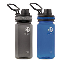 Tritan Plastic Water Bottle, 18 oz, 1 Royal Bottle, 1 Black Bottle, 2/Pack (51464)