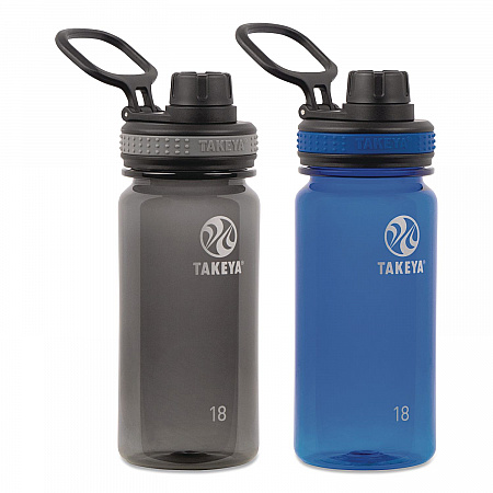 Tritan Plastic Water Bottle, 18 oz, 1 Royal Bottle, 1 Black Bottle, 2/Pack (51464)