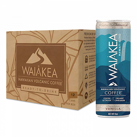 Hawaiian Volcanic Cold Brew Coffee, Polynesian Vanilla, 11 oz Can, 12/Carton (NOV00610)