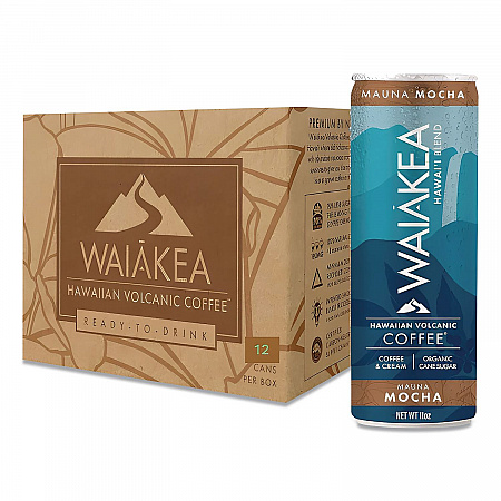 Hawaiian Volcanic Cold Brew Coffee, Mauna Mocha, 11 oz Can, 12/Carton (NOV00627)