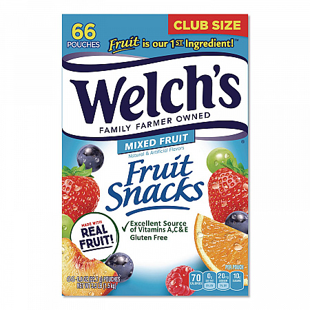 Mixed Fruit Snacks Club Size, 0.8 oz Packet, 66/Box (24328406)