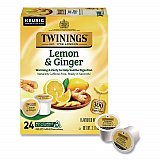 Tea K-Cups, Lemon Ginger, 0.11 oz K-Cups, 24/Box (89556)