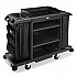 Full Size Housekeeping Cart with Accessory Bundle, Resin, 3 Shelves, 2 Bins, 24.4 x 62.4 x 49, Black (2202527)