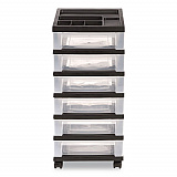 Six-Drawer Durable Storage Cart, Plastic, 15 lb Capacity, 12.13 x 14.38 x 26.38, Clear/Black (270013116862)