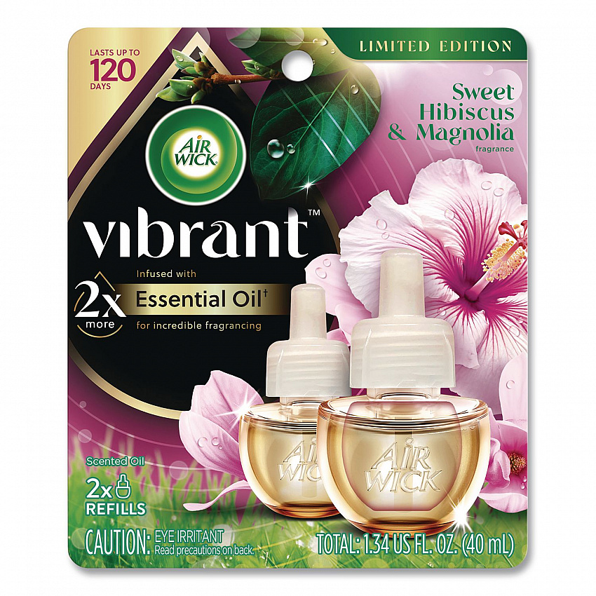 Vibrant Scented Oil Warmer Refill, Sweet Hibiscus and Magnolia, 0.67 oz, 2/Pack (6233801048)