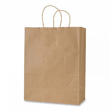 Get Reddi Paper Bags, Pulse Size, 60# Basis Weight, Twisted Rope Handles, 8 x 4.5 x 10.25, Brown, 250/Carton (KRFTW8410)