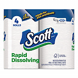 Rapid-Dissolving Toilet Paper, Bath Tissue, Septic Safe, 1-Ply, White, 231 Sheets/Roll, 4 Rolls/Pack, 12 Packs/Carton (47617)