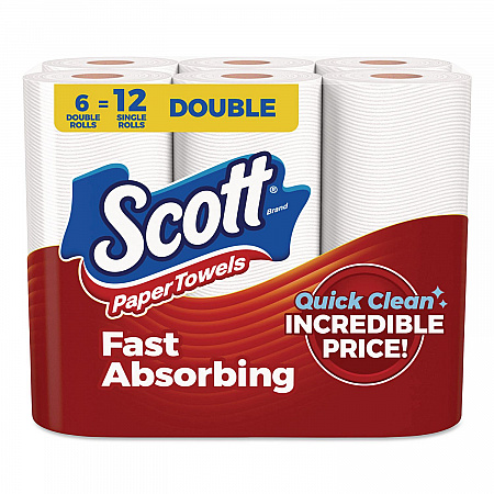 Choose-A-Sheet Kitchen Roll Paper Towels, Double Roll, 1-Ply, White, 108 Sheets/Roll, 6 Rolls/Pack, 4 Packs/Carton (56668)