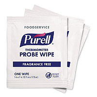 Foodservice Thermometer Probe Wipes, Individually Wrapped, 7 x 5, Fragrance-Free, White, 1,000/Carton (92111M)