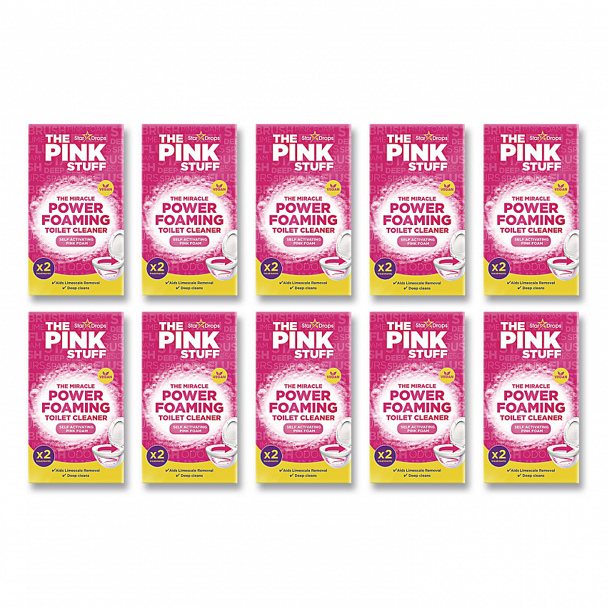Miracle Power Foaming Toilet Cleaner, Fruity Scent, 3.5 oz Packet, 2 Packets/Box, 10 Boxes/Carton (824996CT)